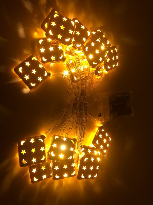 Square shape, moon & star pattern Ramadan lights