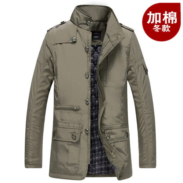 Men's jacket with stand-up collar and cotton thick slim-fit jacket - Image 7