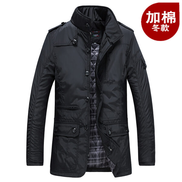 Men's jacket with stand-up collar and cotton thick slim-fit jacket - Image 6