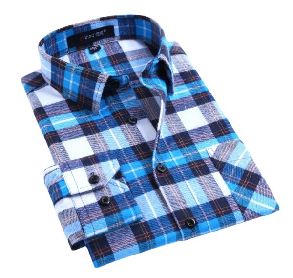2022 Men's Spring And Autumn Cotton Flannel Shirt Men's Cotton Brushed Plaid Long-sleeved Shirt Men's Wholesale - Image 5
