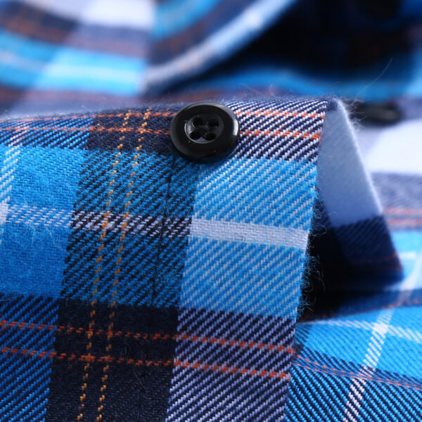 2022 Men's Spring And Autumn Cotton Flannel Shirt Men's Cotton Brushed Plaid Long-sleeved Shirt Men's Wholesale - Image 3