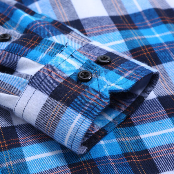2022 Men's Spring And Autumn Cotton Flannel Shirt Men's Cotton Brushed Plaid Long-sleeved Shirt Men's Wholesale - Image 4