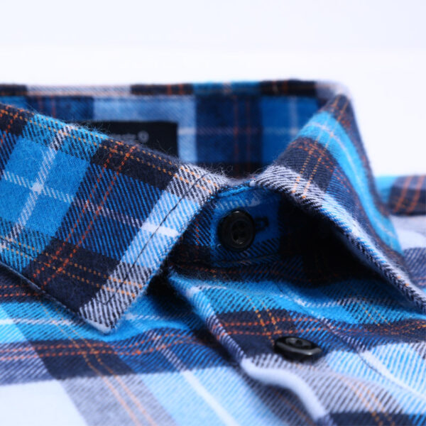 2022 Men's Spring And Autumn Cotton Flannel Shirt Men's Cotton Brushed Plaid Long-sleeved Shirt Men's Wholesale - Image 2