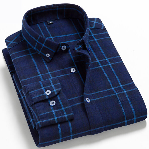2022 Men's Spring And Autumn Cotton Flannel Shirt Men's Cotton Brushed Plaid Long-sleeved Shirt Men's Wholesale - Image 8