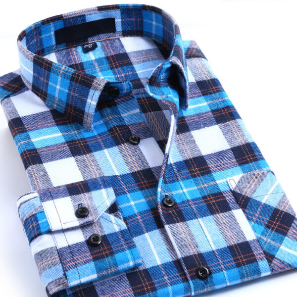 2022 Men's Spring And Autumn Cotton Flannel Shirt Men's Cotton Brushed Plaid Long-sleeved Shirt Men's Wholesale